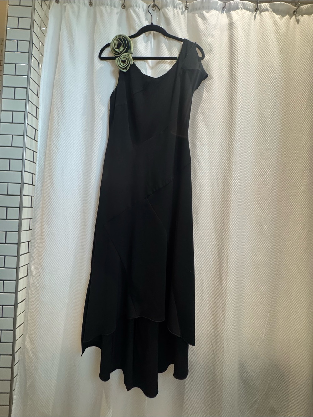 Black Asymmetrical Evening Dress - Women's Elegant Cocktail Gown